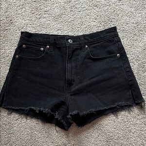 Abercrombie & Fitch Black Frayed-Hem Denim Shorts